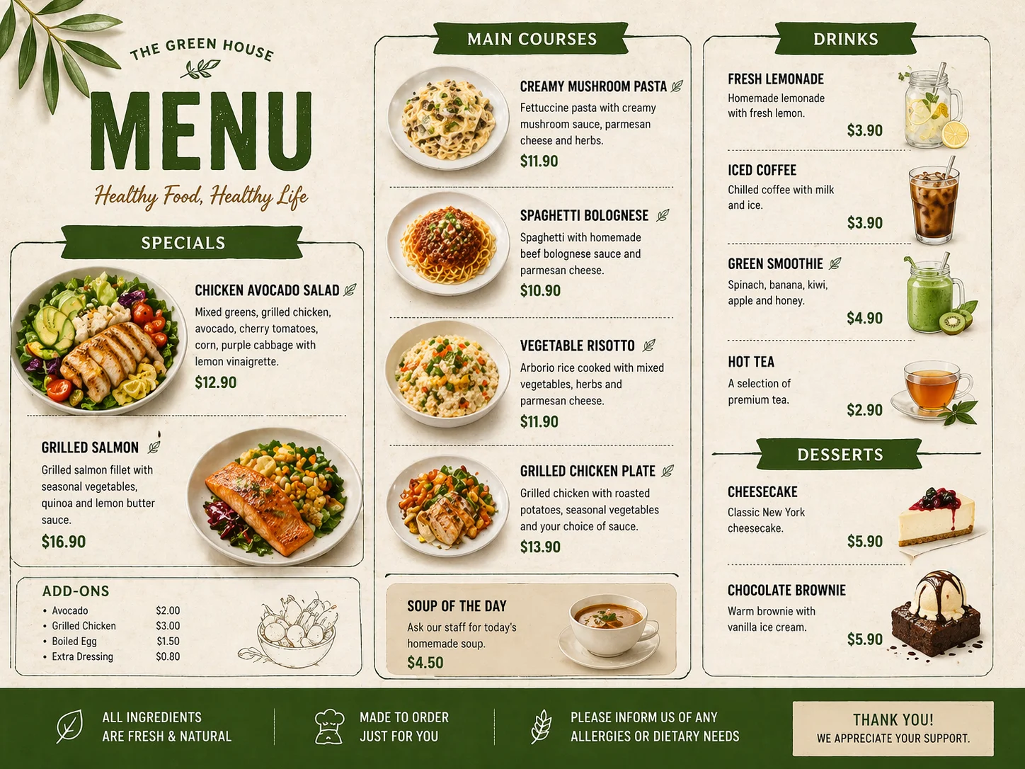 Restaurant menu — original